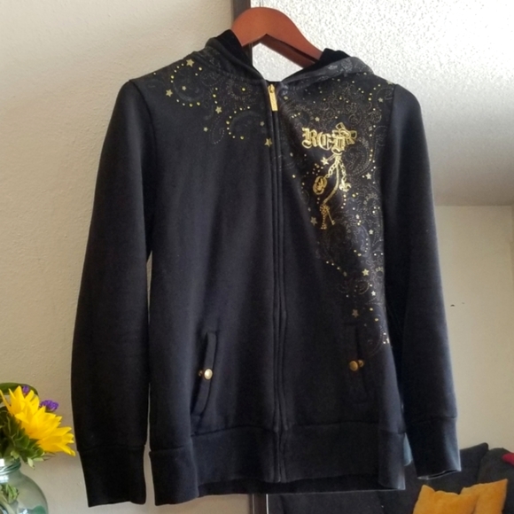 Vintage Ecko Red Hoodie Black with Gold Details Size Medium - Picture 1 of 5